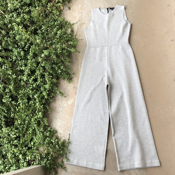 J. Crew Pants - J Crew Metallic Silver Lurex Wide Leg Jumpsuit